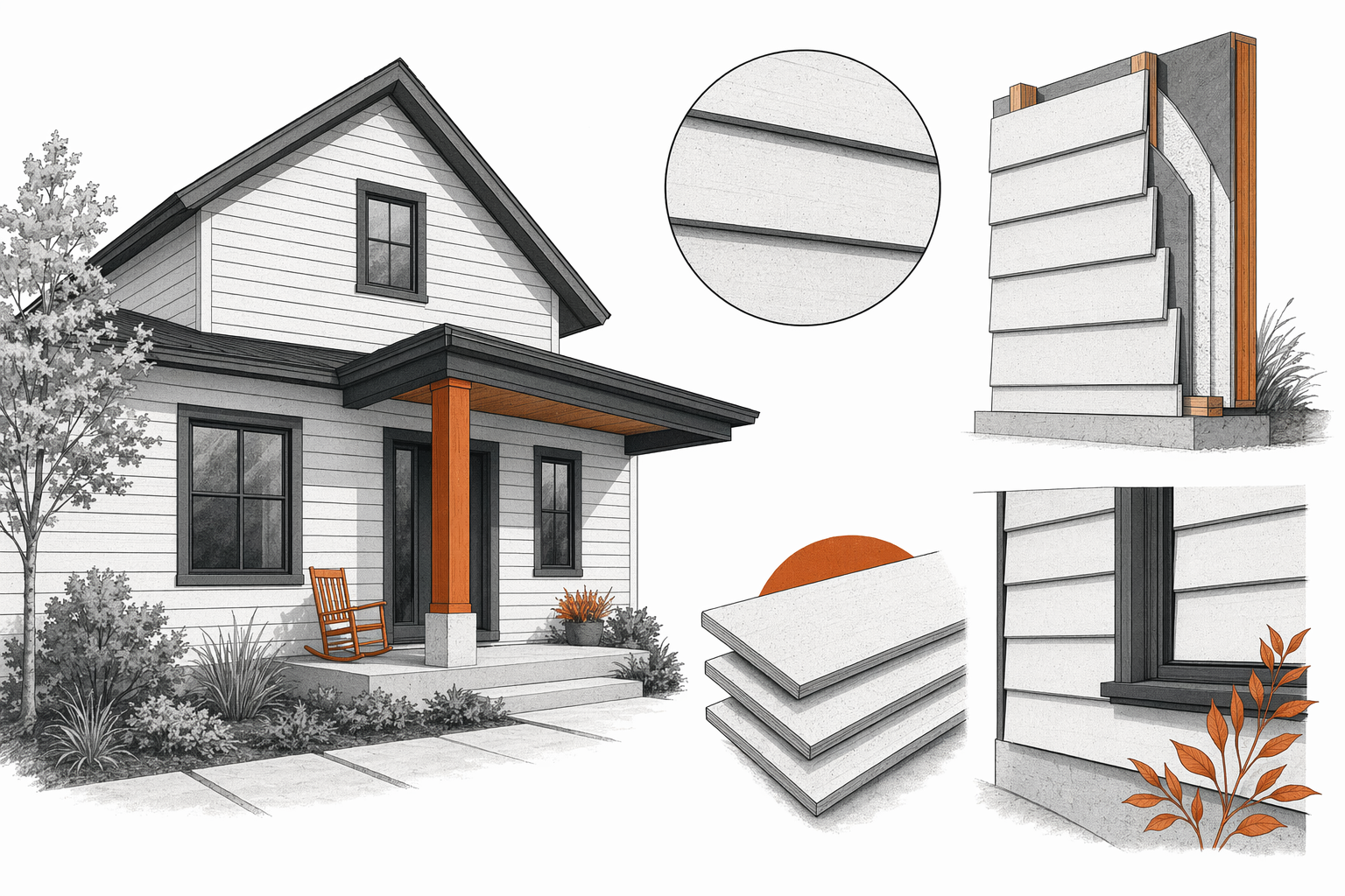 Illustration for Fiber cement siding