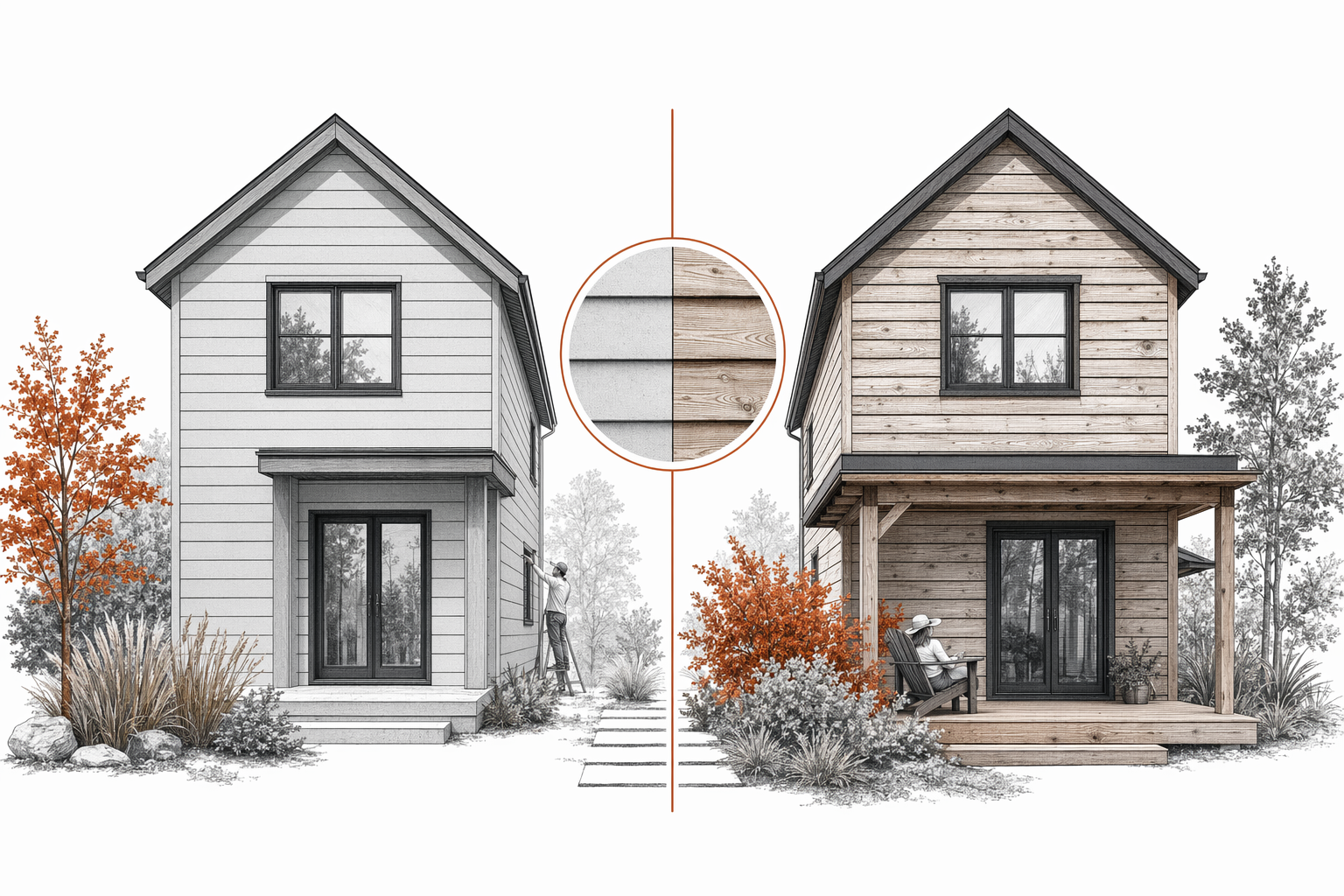 Illustration for Fiber Cement vs Wood Siding