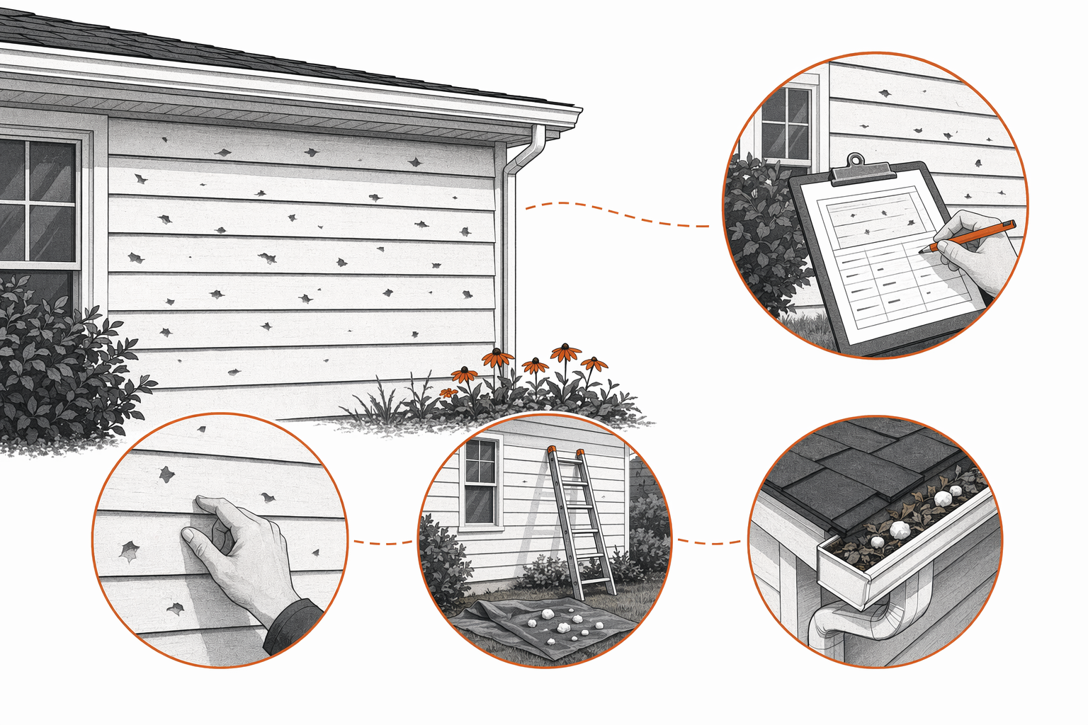 Illustration for Hail-Damaged Siding — What to Do First