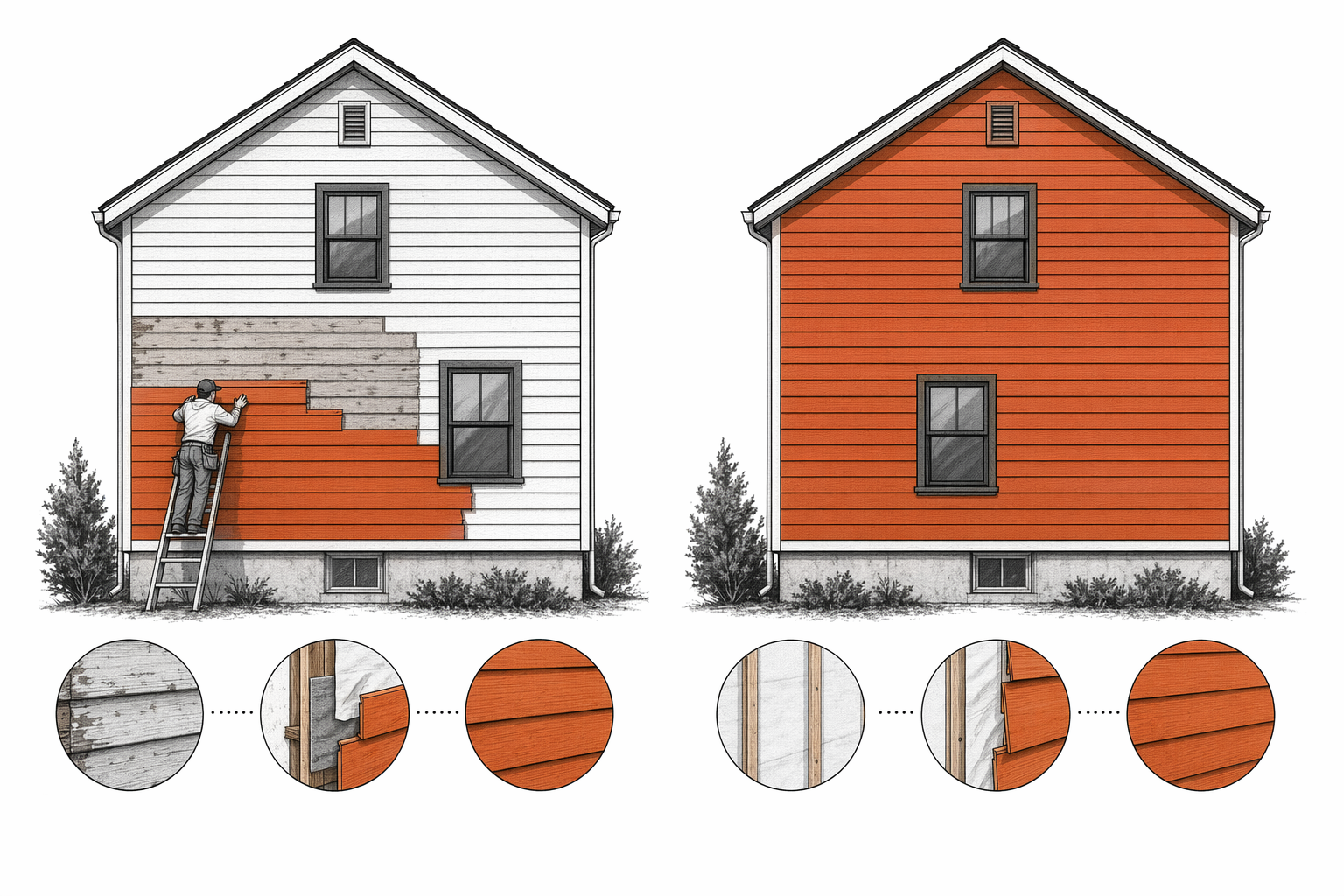 Illustration for Partial vs Full Siding Replacement
