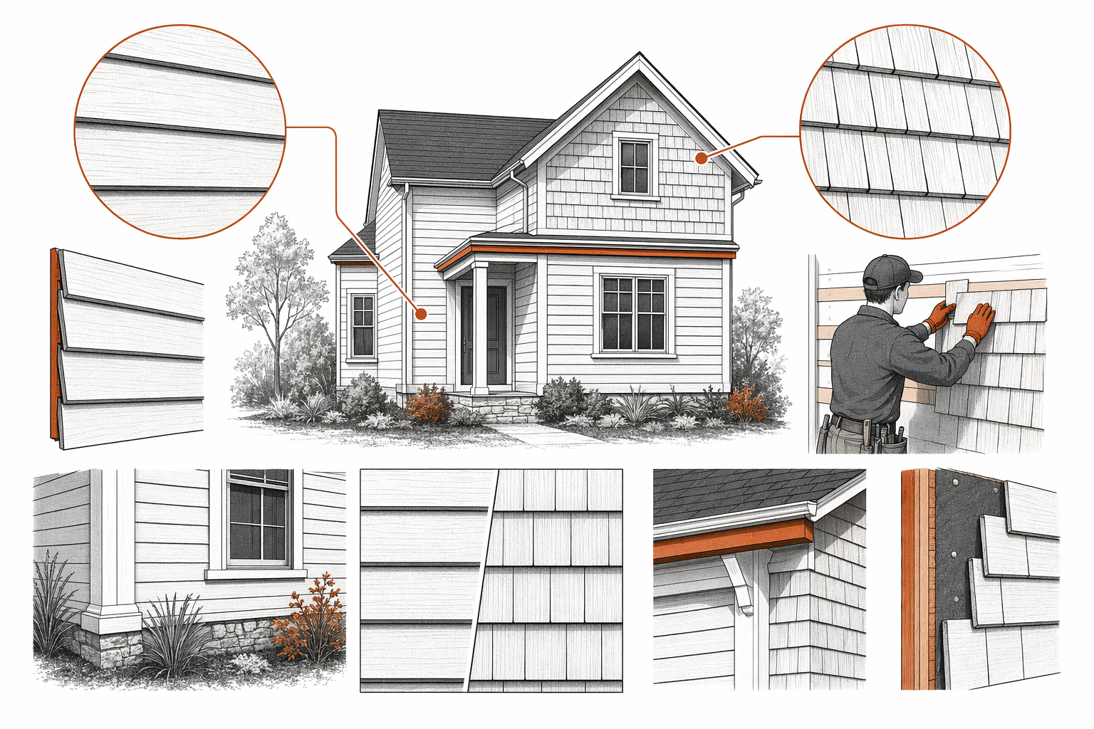 Illustration for Shake and Shingle Siding Explained
