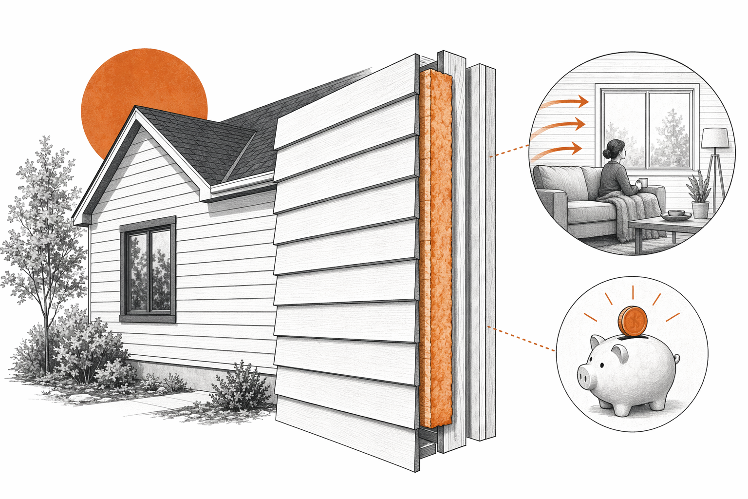 Illustration for Insulated Siding and Energy Savings Explained