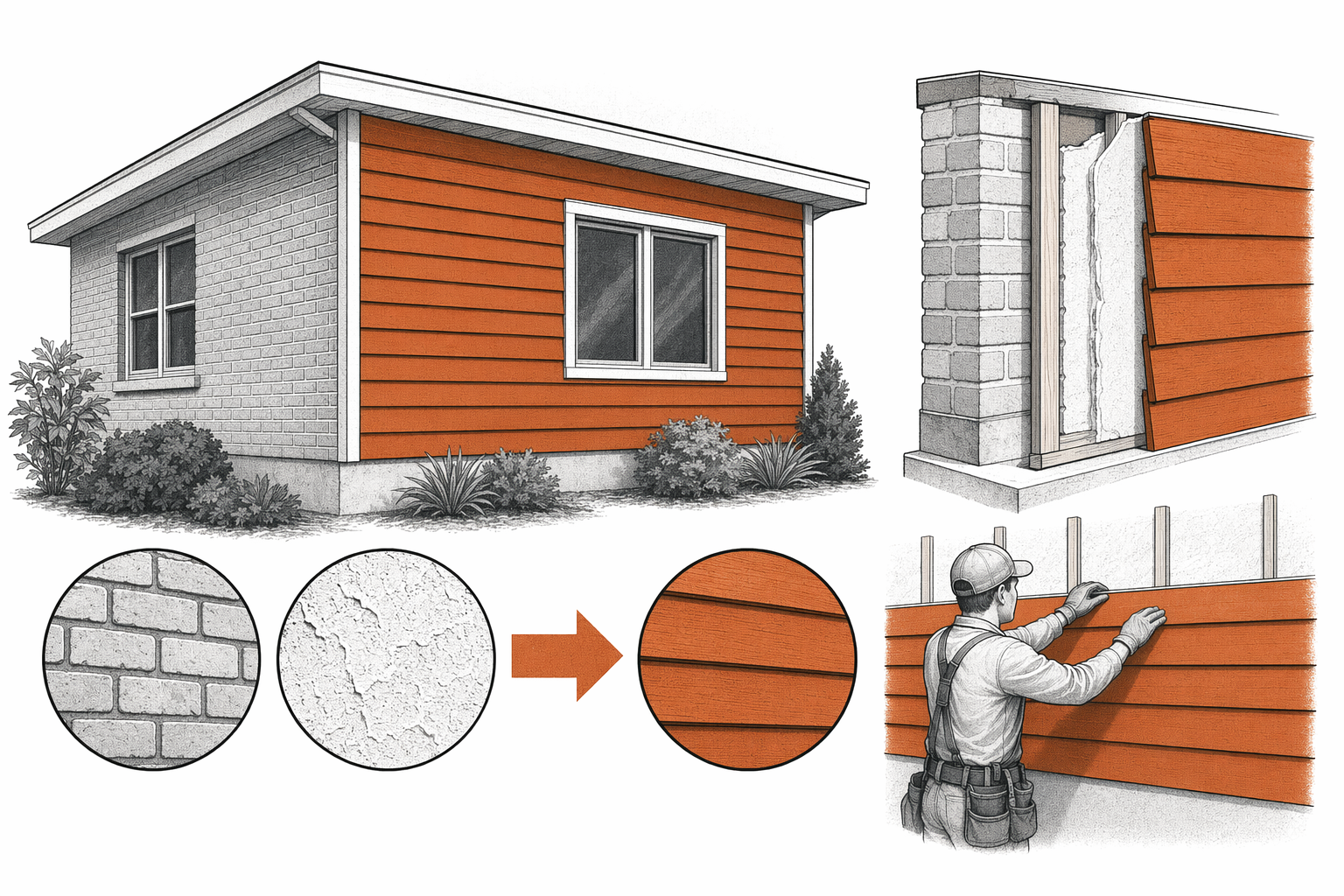 Illustration for Putting Siding Over Brick or Stucco