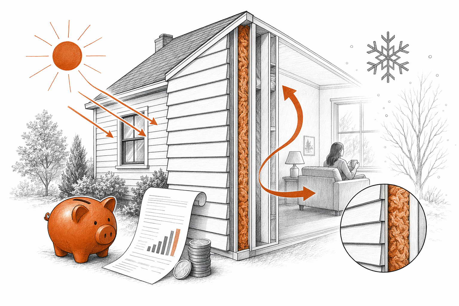 Illustration for Siding R-Value and Your Energy Bills