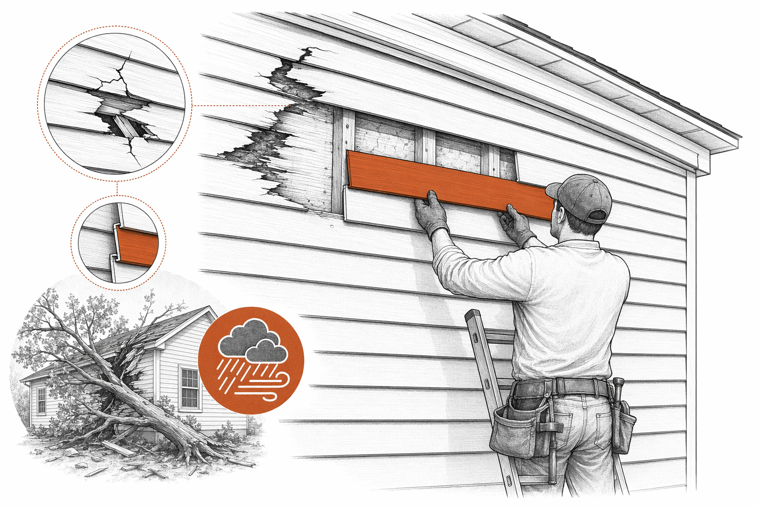 Illustration for Siding repair & storm damage