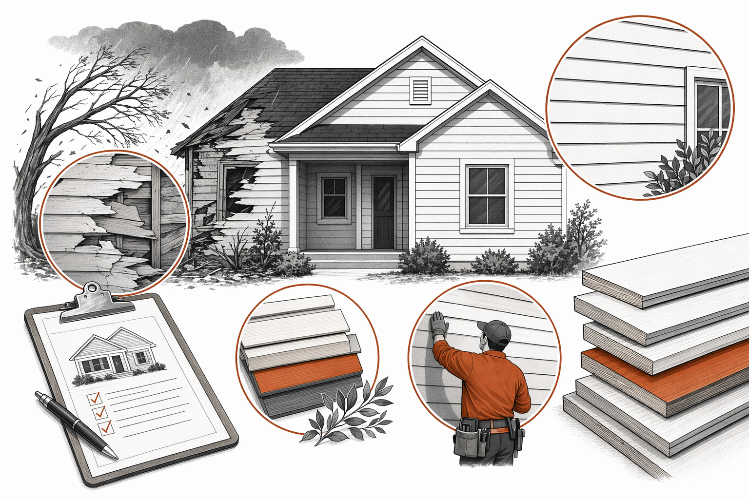 Illustration for Replacing Storm-Damaged Siding Through Insurance