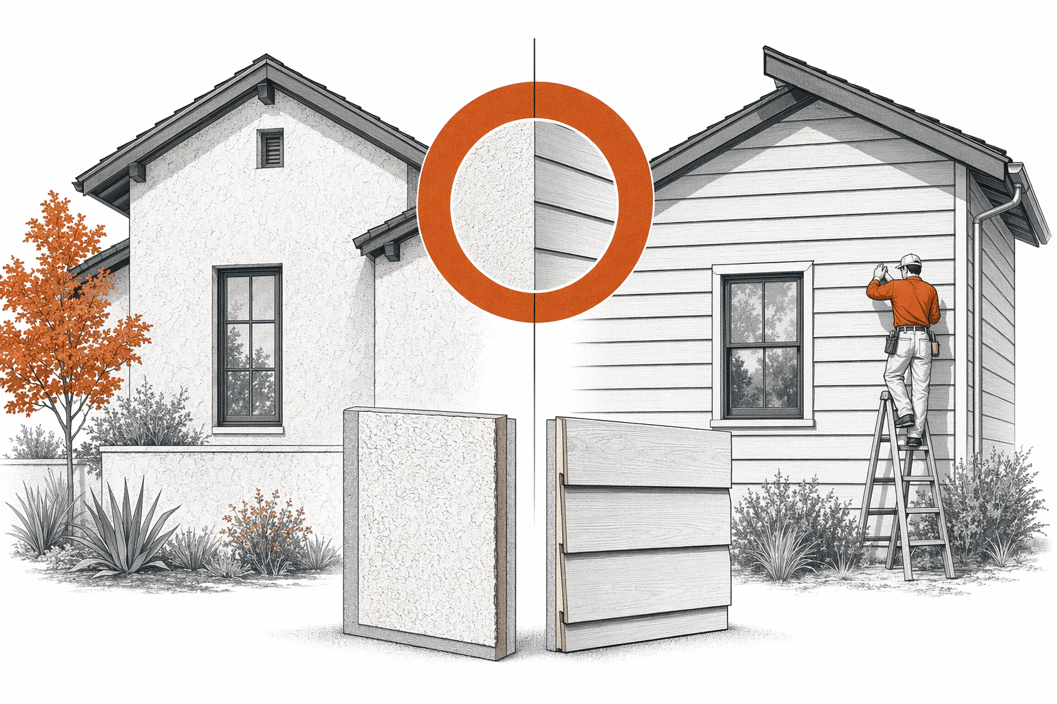 Illustration for Stucco vs Fiber Cement Siding