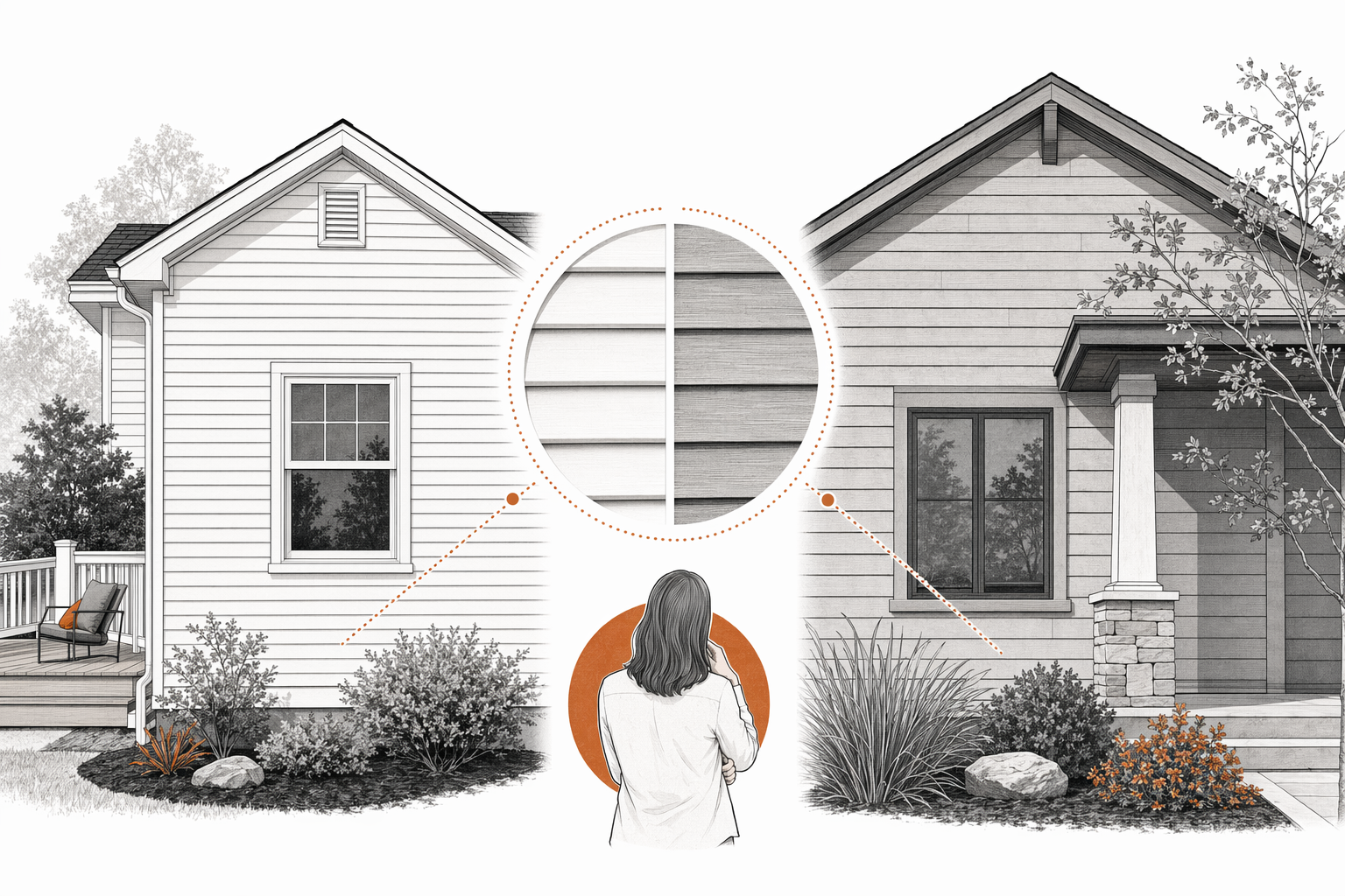 Illustration for Vinyl vs Fiber Cement Siding — Which Is Right for You?